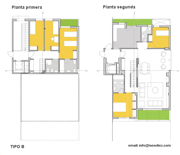 Planos viviendas tipo B promoción inmobiliaria Alfar / Sextante