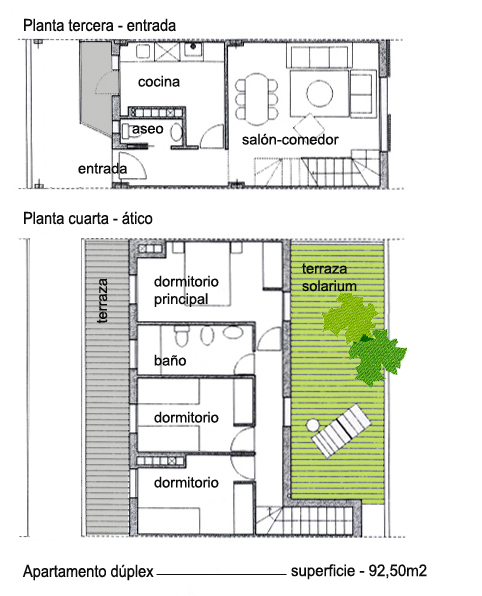 Planos viviendas duplex 2 promoción inmobiliaria Playa del Lar
